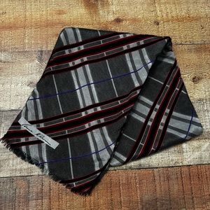 Anne Klein For Vera Vtg Double Sided Silk & Wool Black Scarf Japan